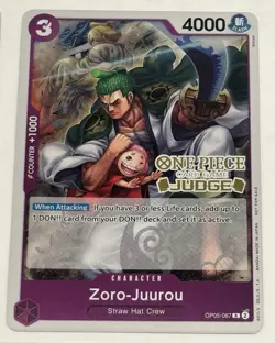 2024 One Piece Zoro-Juurou (5x) Judge Pack Vol. 3 English Gold Stamp Promo 067 - Image 5
