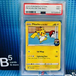 2020 POKEMON FUTSAL #001 PIKACHU ON THE BALL PSA 9 - Image 1