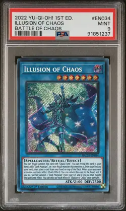 2022 YU-GI-OH! BACH-BATTLE OF CHAOS 1ST ED #EN034 ILLUSION OF CHAOS PSA 9 - Image 1