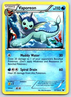 Vapoeon - Dark Explorers 25/108 Black White Akira Komayama Pokemon TCG Card LP - Image 1