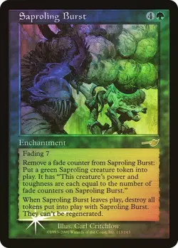 Magic the Gathering #113/143 SAPROLING BURST Nemesis Green Foil 2000 Rare Unplay - Image 1