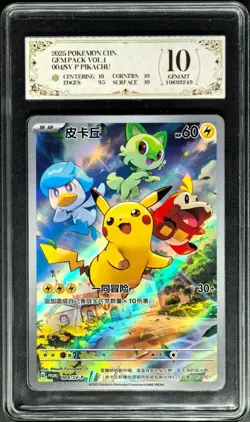 2025 Pokemon Cards CHN. Surfing Pikachu 004/SV-P PROMO PCG 10 (Same As PSA 10) - Image 1