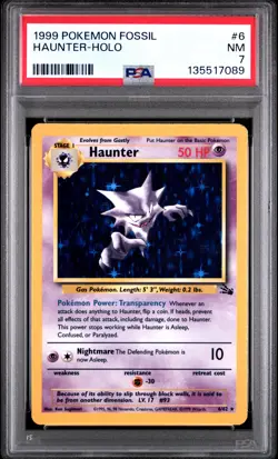 1999 POKEMON FOSSIL #6 HAUNTER-HOLO PSA 7 - Image 1