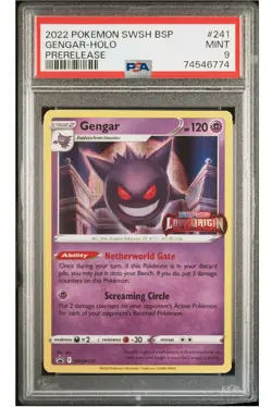 2022 POKEMON SWSH BLACK STAR PROMO PRERELEASE #241 GENGAR-HOLO PSA 9 - Image 1