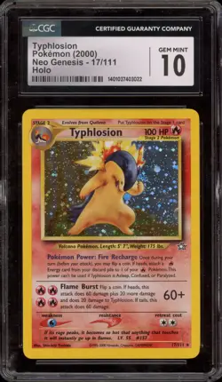 Pokemon Typhlosion Neo Genesis Unlimited Holo Rare #17 CGC 10 Gem Mint - Image 1