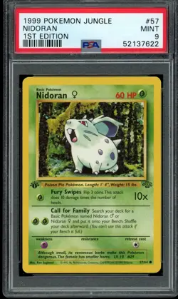 1999 Pokemon Jungle Unlimited 1st Edition Nidoran #57 57/64 PSA 9 Fresh Grade! - Image 1