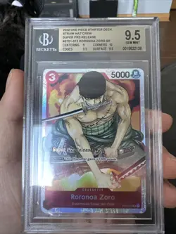 2022 One Piece Super Pre-Release Roronoa Zoro Super Rare ST01-013 BGS 9.5 - Image 1