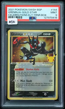 2021 Greninja Gold Star #144 Celebrations Elite Trainer Box PSA 9 Pokemon Card - Image 1
