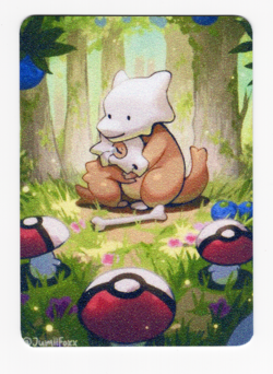 Pokemon Fanart *CUBONE & DITTO HEAD * Card by SPACED_OUT ** GLITTER TEXTURED - Image 1