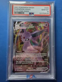 Pokemon TCG Espeon VMAX 065/203 Holo Rare Card Evolving Skies Psa 10 - Image 1