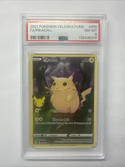 2021 Pokemon Celebrations 005 Full Art Pikachu Holo PSA 8 NM Rare Card Fresh🔥🔥 - Image 1