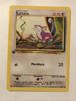 Pokemon TCG Rattata Base Set 61/102 1st Edition Spanish Card - Image 1
