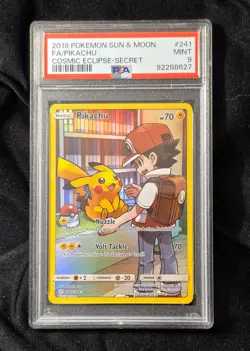 2019 Pokemon Sun & Moon Cosmic Eclipse - Secret #241 FA Pikachu PSA 9 MINT - Image 1