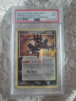 PSA 9 Greninja Gold Star SWSH144 Pokemon Celebrations 25th Anniversary - Image 1
