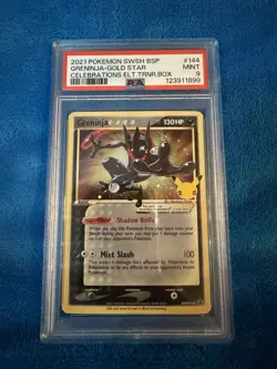 Pokemon Celebrations ETB Promo Greninja Gold Star #144 PSA 9 - Image 1
