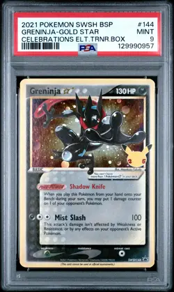 2021 POKEMON SWSH BLACK STAR PROMO #144 GRENINJA-GOLD STAR PSA 9 - Image 1