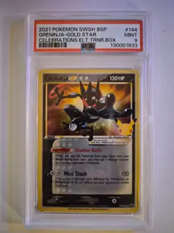 2021 Pokemon Greninja Gold Star Prom BSP 144 Celebrations Elite PSA Mint 9 - Image 1