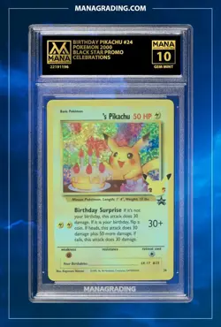 POKEMON BIRTHDAY PIKACHU #24 BLACK STAR PROMO MANA 10 PSA STACKABLE - Image 1