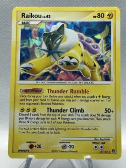 2007 Pokemon Diamond & Pearl Secret Wonders Raikou #16/132 - Image 1