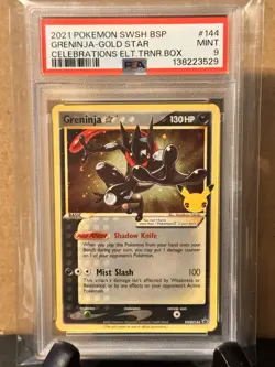 2021 Pokemon Greninja Gold Star Celebrations ETB Promo SWSH144 Mint PSA 9 - Image 1