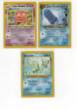 Pokemon Neo Destiny Lot - Light Slowbro 51/105, Dark Omanyte 37/105, Remoraid 80 - Image 1