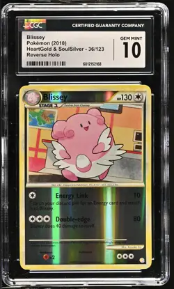 CGC 10 GEM MINT Blissey HeartGold & SoulSilver 36/123 Reverse Holo Pokemon Card - Image 1