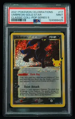 Umbreon-Gold Star 17 PSA 9 Classic Collection Pop Series 5 Pokemon Card - Image 1