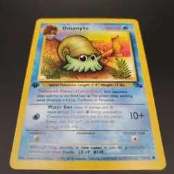 Pokemon TCG Omanyte Fossil 1st Edition Card 52/62 LP - Image 1