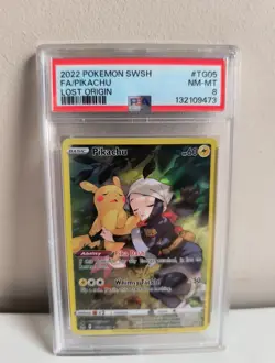Pokemon SWSH Lost Origin Pikachu Trainer Gallery 2022 TG05/TG30 PSA 8 - Image 1