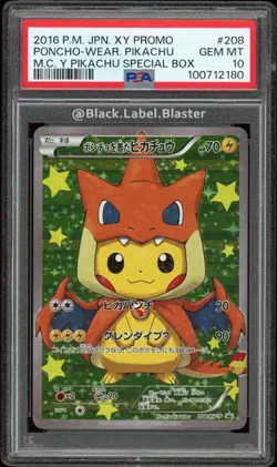 2016 Pokemon Japanese XY Pikachu Poncho Mega Charizard #208 - PSA 10 - (10 CERT) - Image 1