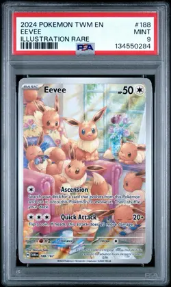 EEVEE 188/167 PSA 9 TWILIGHT MASQUERADE ILLUSTRATION RARE POKEMON CARD ENGLISH - Image 1