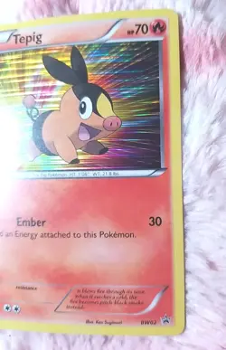 2011 Pokemon TCG TEPIG BW02 TINSEL HOLO BLACK STAR PROMO BLACK & WHITE - Image 3