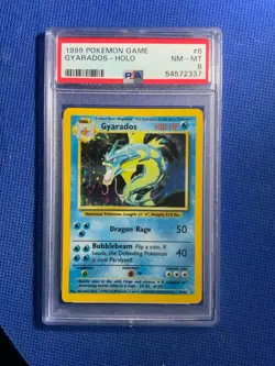 1999 POKEMON BASE SET UNLIMITED #6 GYARADOS-HOLO PSA 8 - Image 1