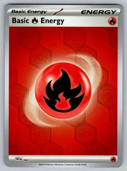 NM Basic Fire Energy SVE EN 002 Reverse Holo Shrouded Fable Pokemon 2024 - Image 1