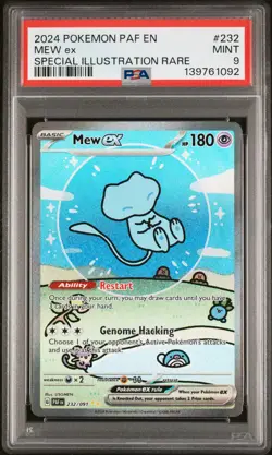 2024 POKEMON PAF EN-PALDEAN FATES SPECIAL ILLUSTRATION RARE #232 MEW EX PSA 9 - Image 1