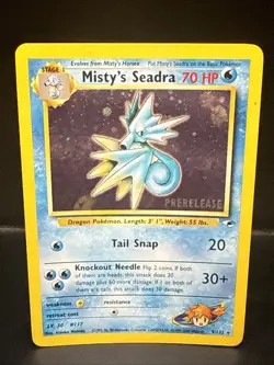 Pokemon TCG Misty's Seadra Holo Rare Gym Heroes Prerelease 9/132 CZ - Image 1