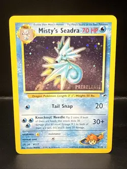 Pokemon TCG Misty's Seadra Holo Rare Gym Heroes Prerelease 9/132 CH - Image 2