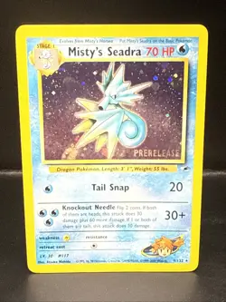 Pokemon TCG Misty's Seadra Holo Rare Gym Heroes Prerelease 9/132 CH - Image 3