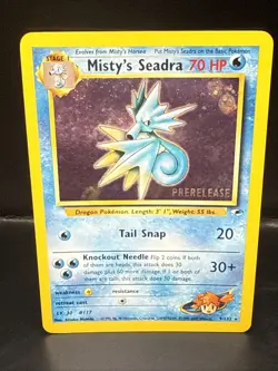Pokemon TCG Misty's Seadra Holo Rare Gym Heroes Prerelease 9/132 CE - Image 1