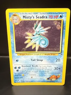 Pokemon TCG Misty's Seadra Holo Rare Gym Heroes Prerelease 9/132 CE - Image 2