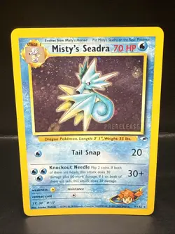 Pokemon TCG Misty's Seadra Holo Rare Gym Heroes Prerelease 9/132 CL - Image 2