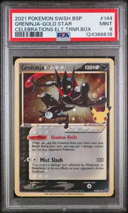 2021 POKEMON SWSH BLACK STAR PROMO #144 GRENINJA-GOLD STAR PSA 9 - Image 1