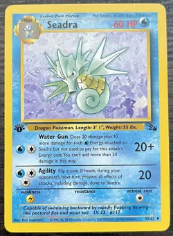 1st Edition Seadra 42/62 Pokemon TCG WOTC Base Set Fossil Uncommon MINT NM - Image 1