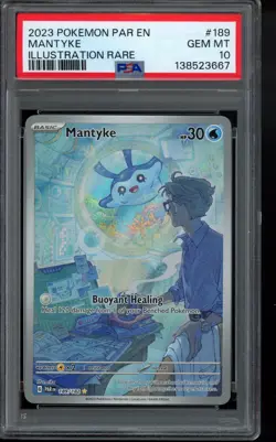 PSA 10 - 2023 Mantyke 189/182 SV04: Paradox Rift Holo Pokemon - Image 1