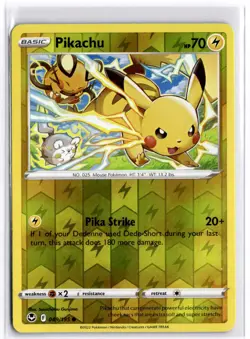 Pikachu 049/195 Reverse Holo Pokemon SWSH12: Silver Tempest - Image 1