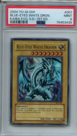 YuGiOh 2004 Blue Eyes White Dragon SKE-001 Kaiba Evolution 1st Edition PSA 9 - Image 1
