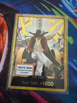 Dracule Mihawk OP14 Gold Don!! Azure Sea's Seven One Piece Card English - Image 4