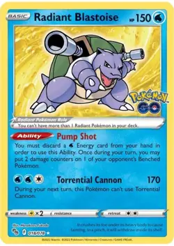 Pokemon Go TCG Radiant Blastoise Holo Rare Card Mint Condition 018/078 - Image 1