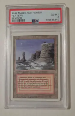 MTG Revised Rare Dual Land PLATEAU 1994 Magic the Gathering PSA 6 EX-MT - Image 1
