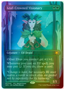 Leaf Crowned Visionary - Foil - Borderless Special Guests Lorwyn Eclipsed MTG - Image 1